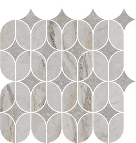 KMD2HID004BR Ифран наборный серый светлый глянцевый обрезной 30x32,5x0,9 декор