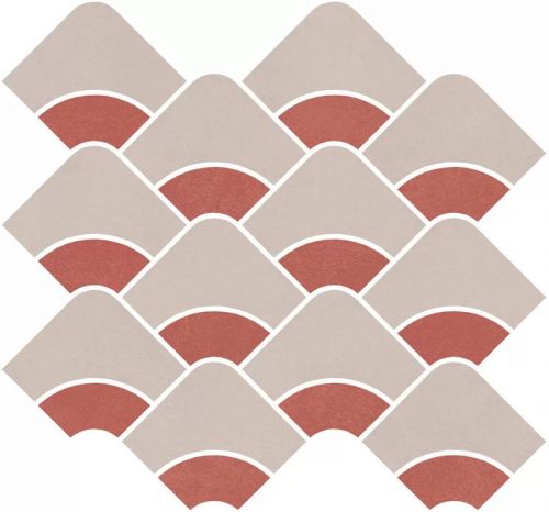KMD2HID010BR Таделакт наборный бежевый светлый, красный матовый обрезной 30x28x0,9 декор